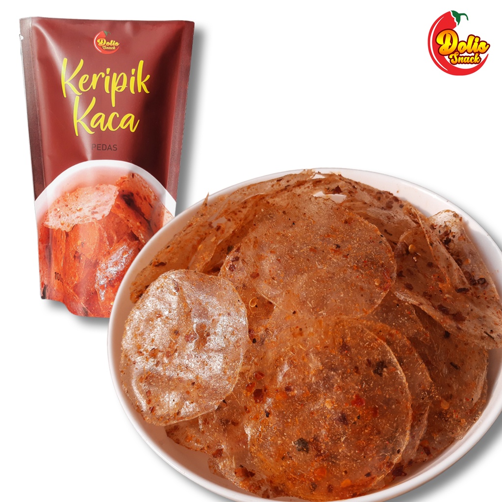 

Keripik Kaca Pedas Daun Jeruk Cabai Asli Gurih / Kripca / Keripik Beling Dolis Snack