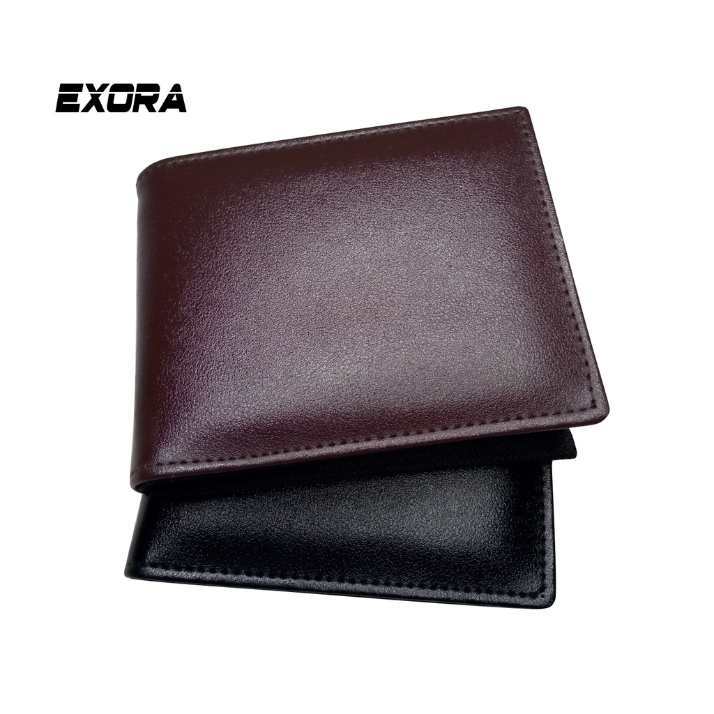 DOMPET POLOS KULIT P.U LEATHER + DUS BOX + RITSLETING 2 KALI LIPAT HITAM/COKELAT PREMIUM QUALITY BES