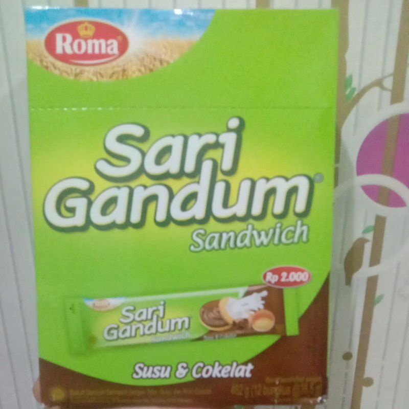 

sari gandum sandwich susu dan coklat isi 12 bungkus