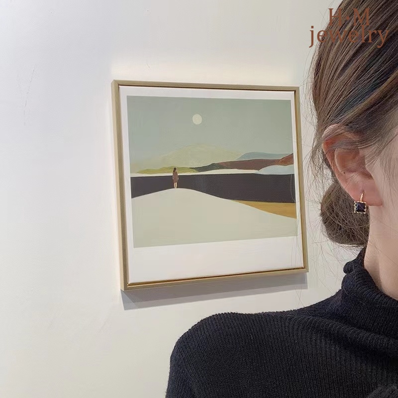 Anting Tusuk Retro Bentuk Kotak Hias Zircon AAA Kualitas Tinggi Untuk Wanita