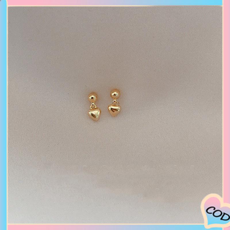 COD❤️ Anting Cinta Kecil Tetesan Air Kecil Berbentuk Hati Desain Niche Anting Sederhana Kelas Atas-A.one