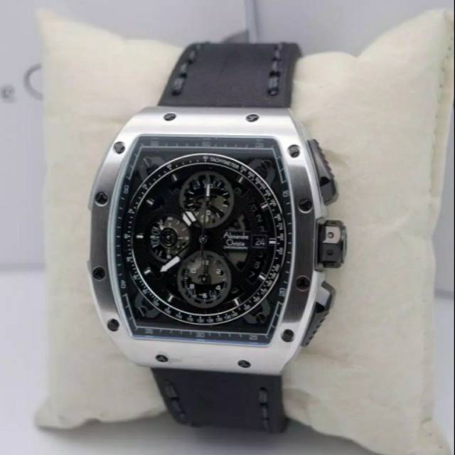 Jam tangan pria Alexandre Christie Ac 6411 Silver Black Original