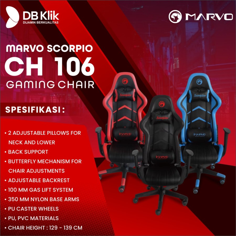 Kursi Gaming MARVO CH 106 - MARVO Scorpio CH106 Gaming Chair