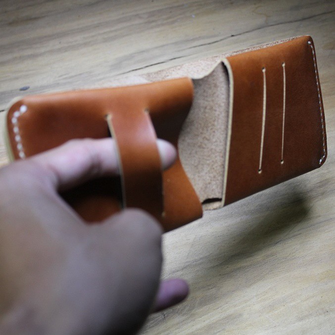 Dompet kulit asli design unik warna tan | simple wallet | dompet pria