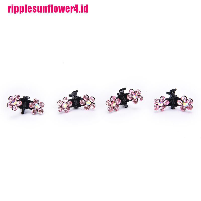 12pcs Jepit Rambut Mini Bentuk Bunga Kristal Untuk Bayi Perempuan