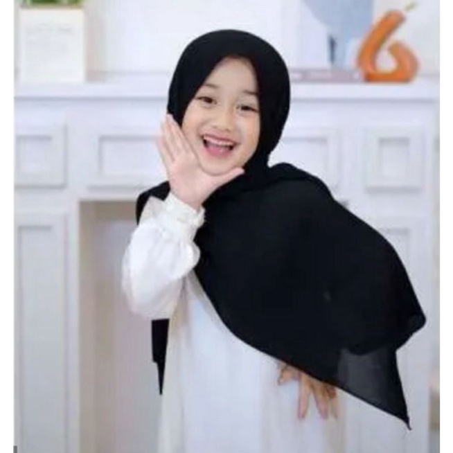 Pashmina Tali Anak Perempuan Jilbab Instan Anak Cewek Hijab Tali Instant Panjang 150x50 Hitam Promo