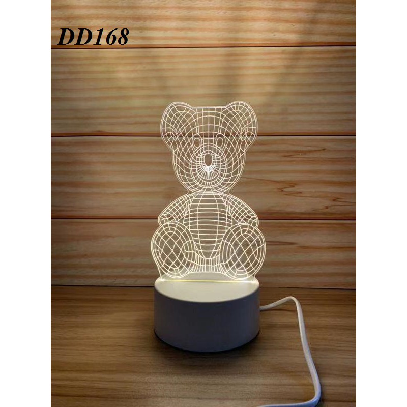 Lampu Tidur DD 168 Lampu Hias 3D Transparan Akrilik 3 Warna Tema Kartun DD 168