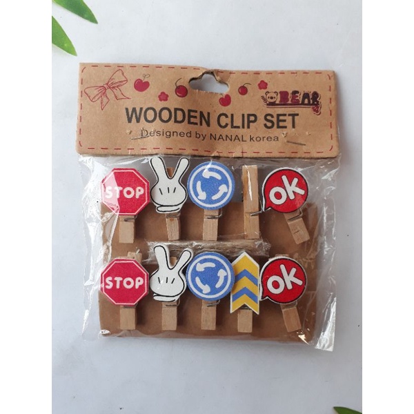 

Wooden Clip Set Klip Kayu Korea Motif Unik