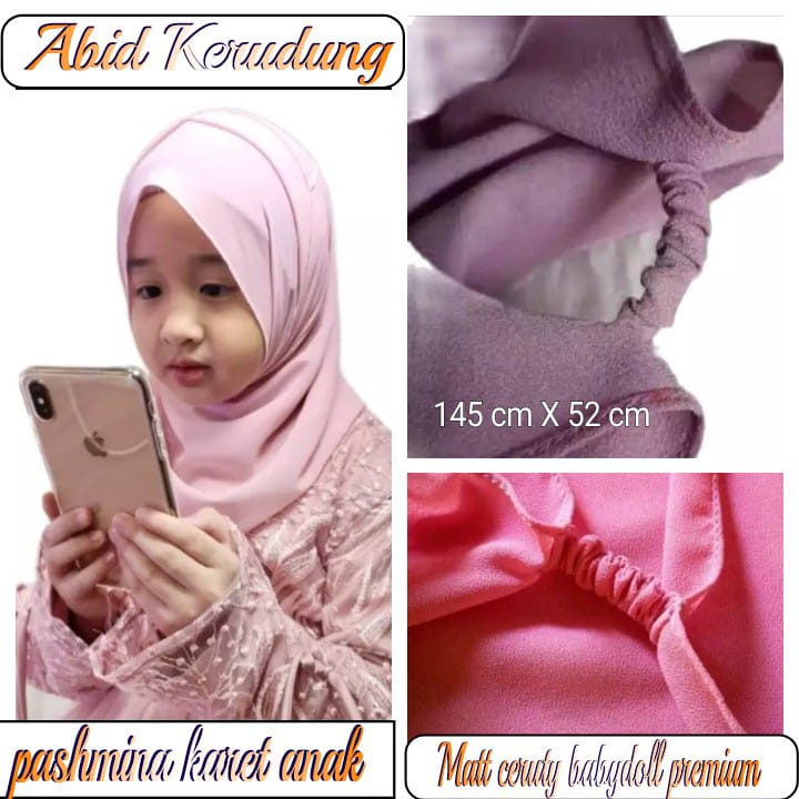 HIJAB KERUDUNG JILBAB PASHMINA ANAK KARET CERUTY TERPOPULER TERBARU