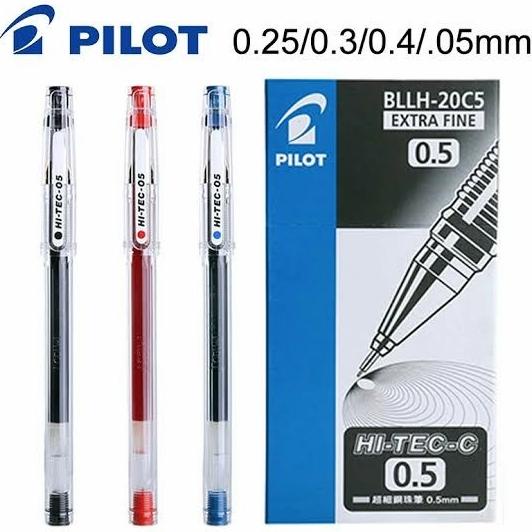 

( Lusin ) Pulpen Hitec Pilot 0.25/0.3/0.4/0.5 Original - Hitam, 0.4mm ---Terbaru---