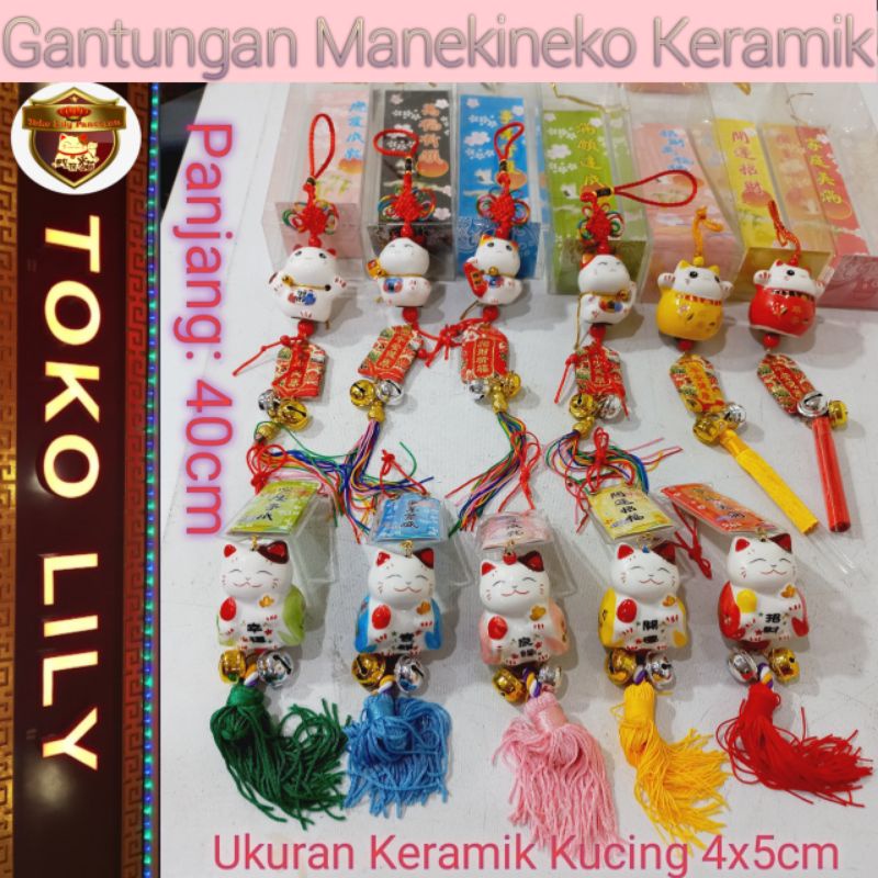 Gantungan Manekineko Lucky Cat Kucing Hoki Keramik Imut