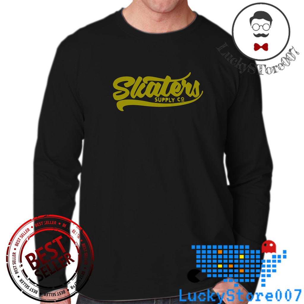 Kaos Distro Lengan Panjang Pria/wanita keren Skaters teks Gold Premium High Quality
