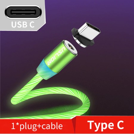 Kabel Data LED USLION Tipe Type-C Fast Charging (Hijau)
