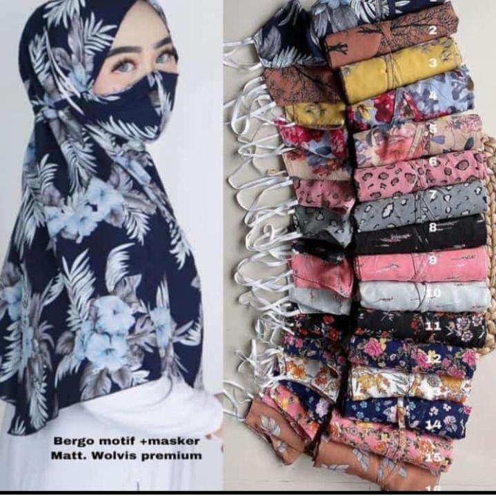 BEST bergo maryam motif plus masker