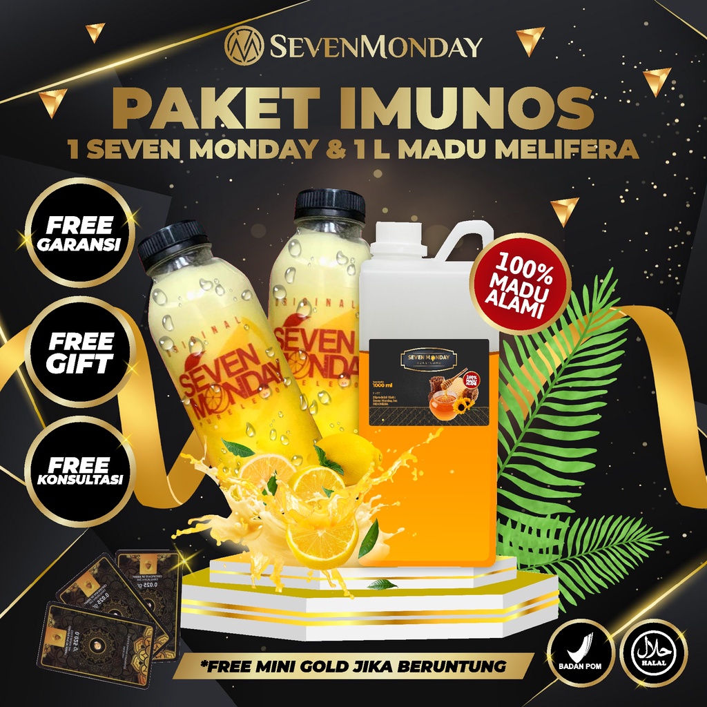 PAKET IMUNOS | SEVEN MONDAY + MADU MELIFERA 1KG | IMUNE BOSTER | ANTI VIRUS DAN PENYAKIT LAIN