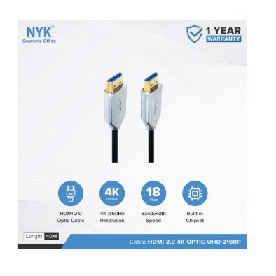 Cable Hdtv 2.0 nyk 40 meter optical active gold 4k 2k 60hz uhd hdr hdcp ethernet -Kabel hdtv optic optik 40m aktif