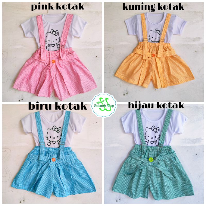 overall anak 2 3 tahun cewek celana kodokan aura dress anak ( overall celana kancing benik )