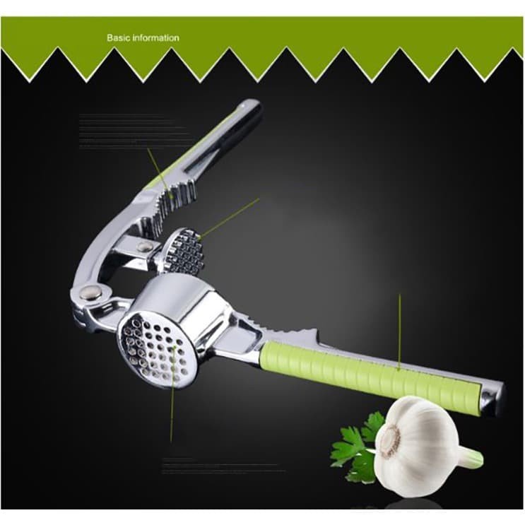 2in1 Penghancur Bawang &amp; Pemecah Cangkang Kulit Stainless Garlic Press