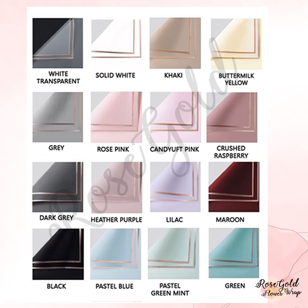 

[1 PACK] 20 LEMBAR GOLD BORDER CELLOPHANE Flower Wrapping Paper/Kertas Bungkus Bunga (GROSIR/WHOLESALE)