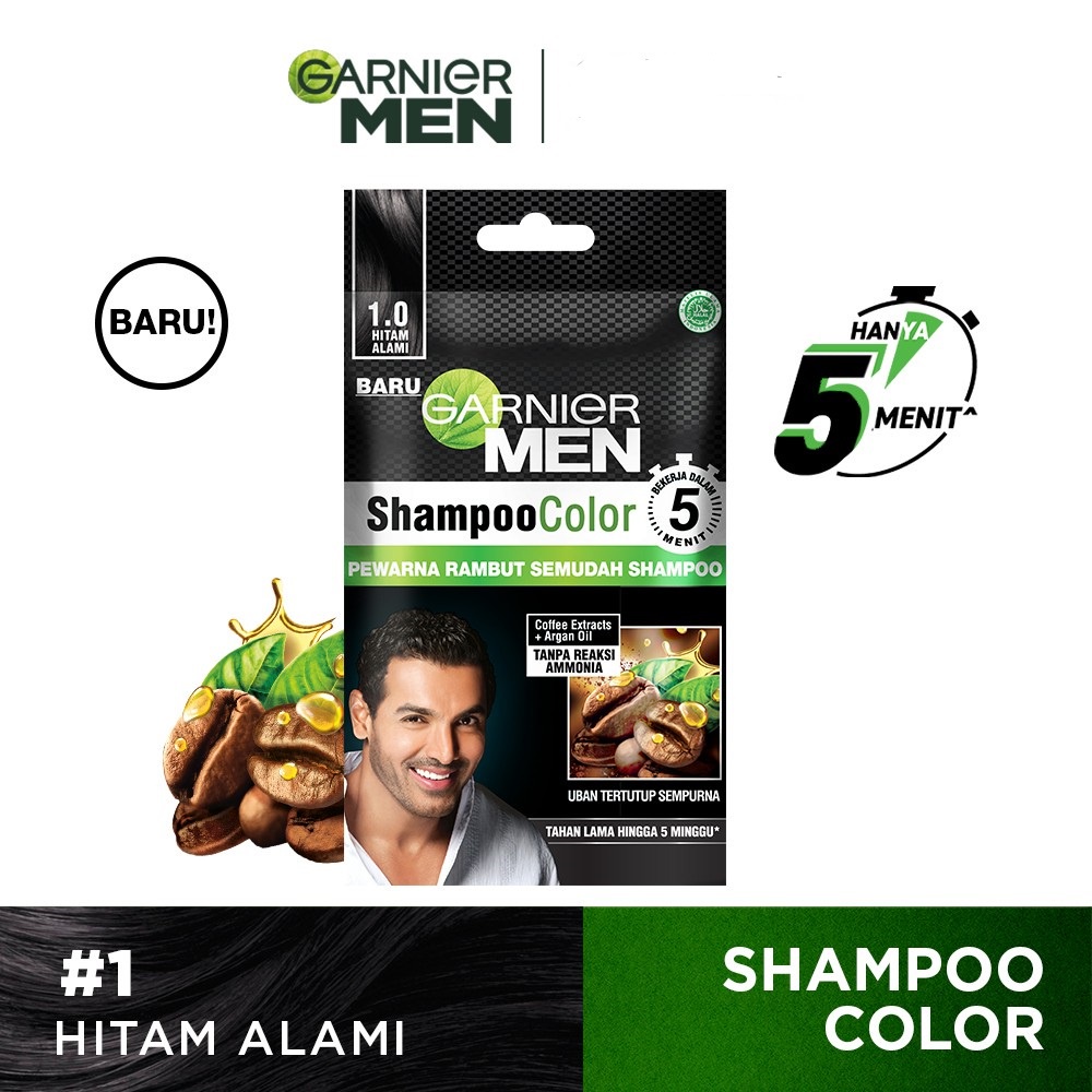 Garnier Men Shampoo Color (Pewarna Rambut Pria Semudah Shampoo)