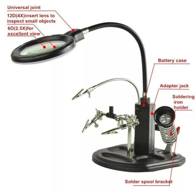 PENJEPIT PCB LAMPU SERVICE LED KACA PEMBESAR - DUDUKAN SOLDER TE-802