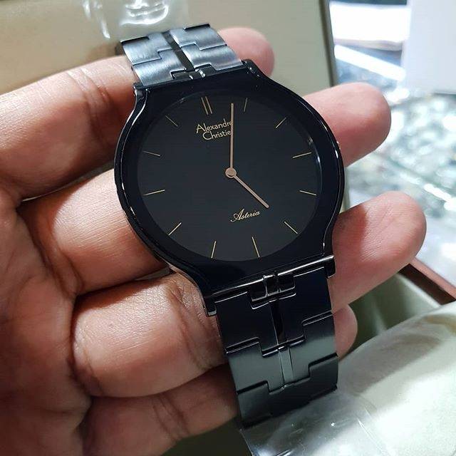 JAM TANGAN ALEXANDRE CHRISTIE PRIA FULL BLACK ORIGINAL