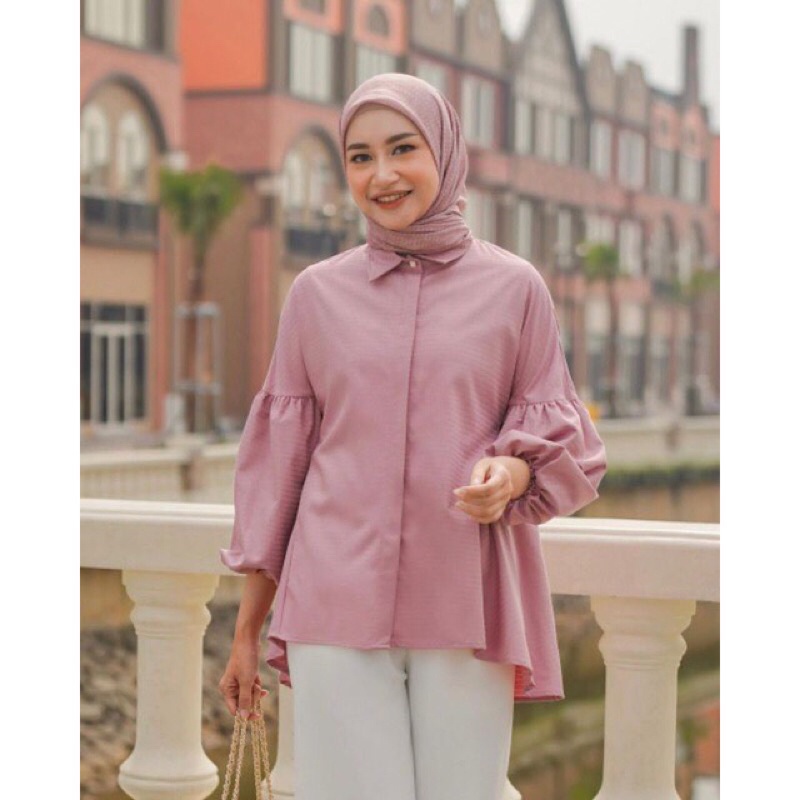 Tunik/blouse Neevara Top by Geulis “dustypink S” original (preloved/PL)