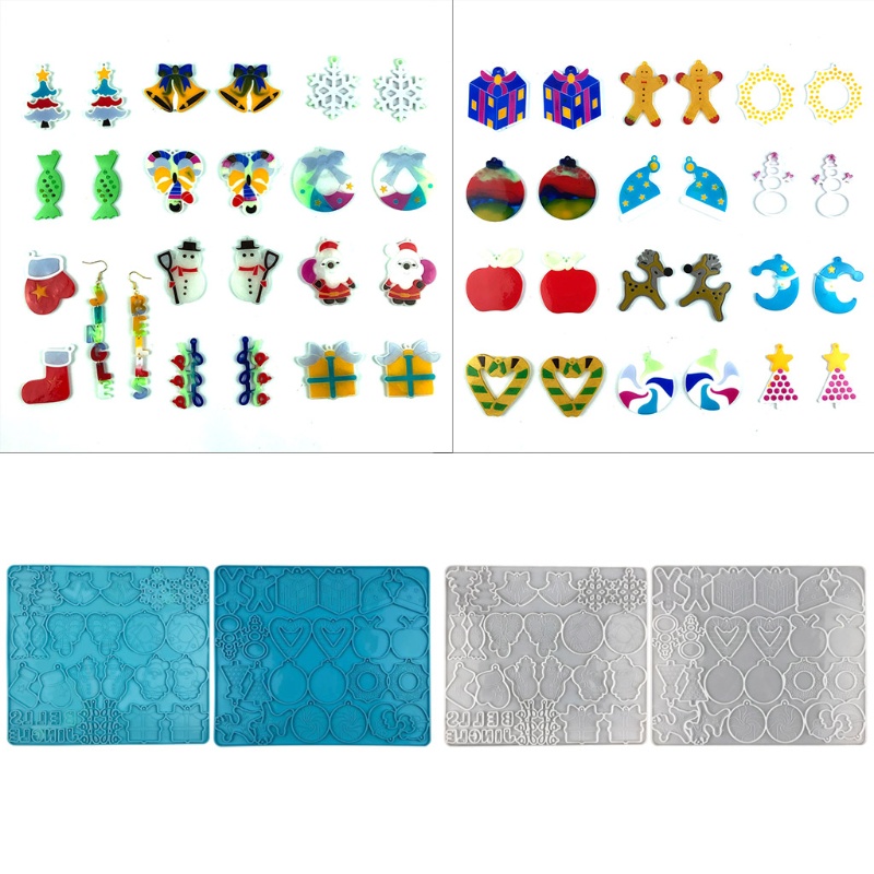 Siy Cetakan Resin Epoksi Seri Natal Bentuk Lonceng / Snowflake / Santa Claus Untuk Gantungan Kunci Diy