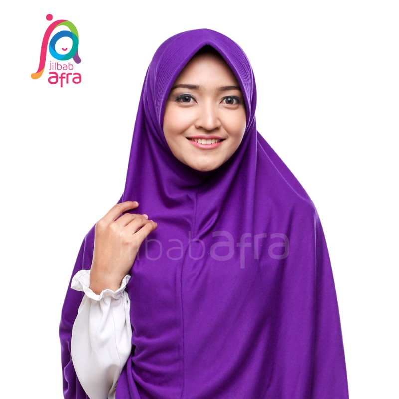 Jilbab Arfa Beria Hijab Pet Bergo Standar Kerudung Afra Instan Kaos Warna Ungu Terong