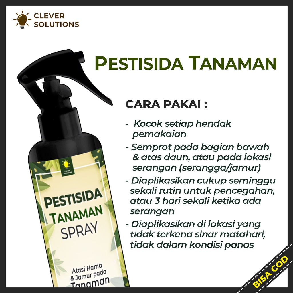 Pestisida Organik 250 ML Mencegah Hama Putih Tanaman Hias Anti Hama dan Jamur (Spray Pestisida Tanaman Hias) by Clever Solutions Petani Daun Albero desthin obat hama tanaman ulat, kutu putih, jamur, hama daun