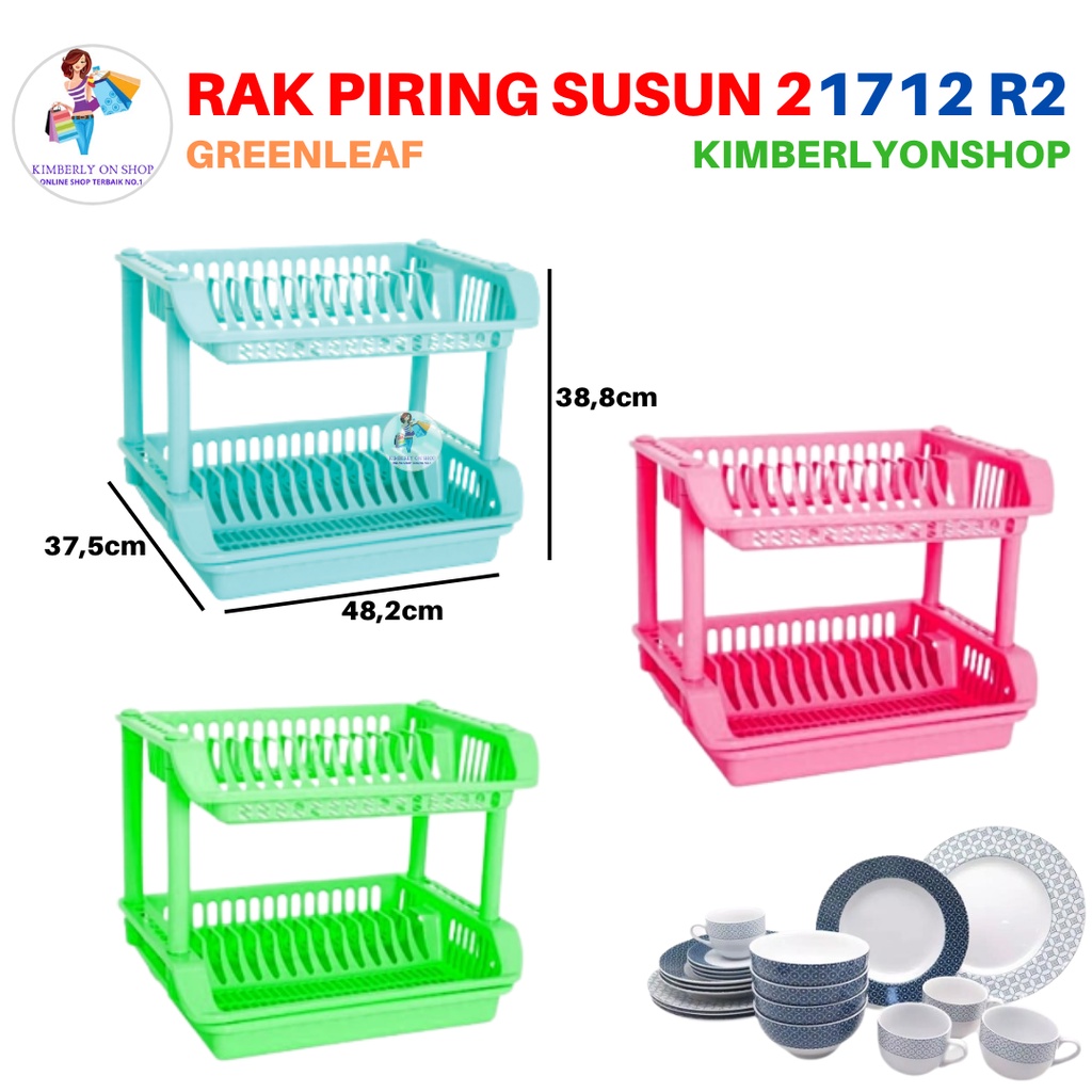 Rak Piring Emerald Dengan Nampan Susun 2 1712 R2 Green Leaf