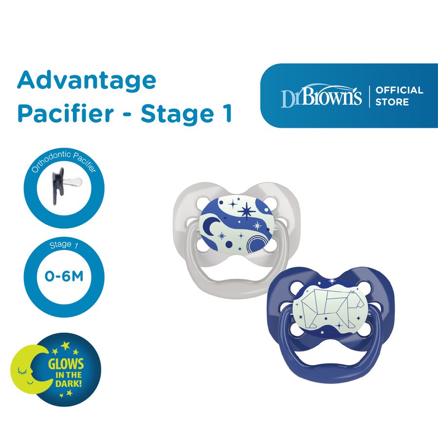 Dr. Brown's Prevent PRINTED SHIELD Pacifier 6-18m BLUE