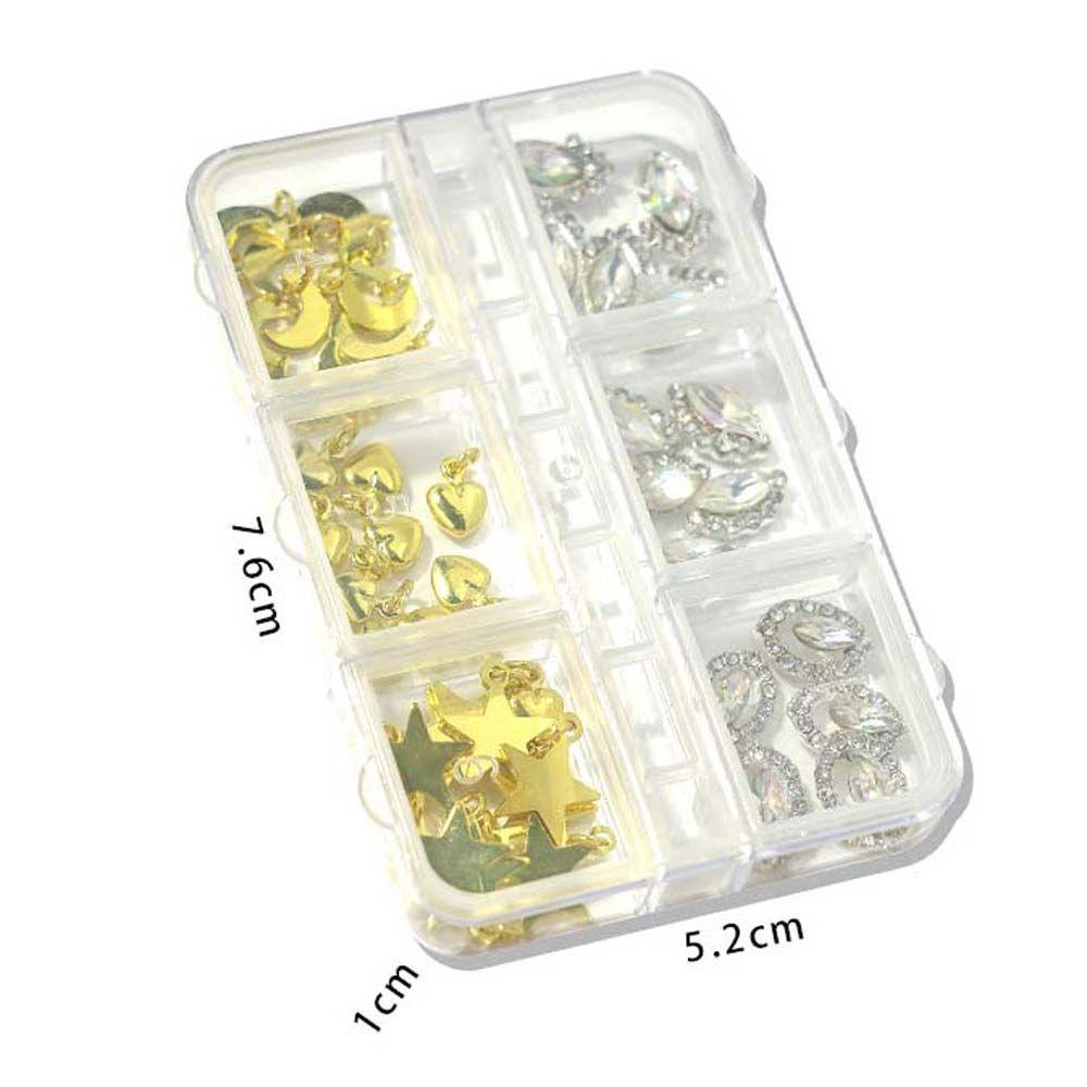 Mxbeauty Nail Art Rhinestones Fashion Warna Emas Perak Manikur Aksesoris Kuku Bor Bintang Bulan 3D Perhiasan Kuku