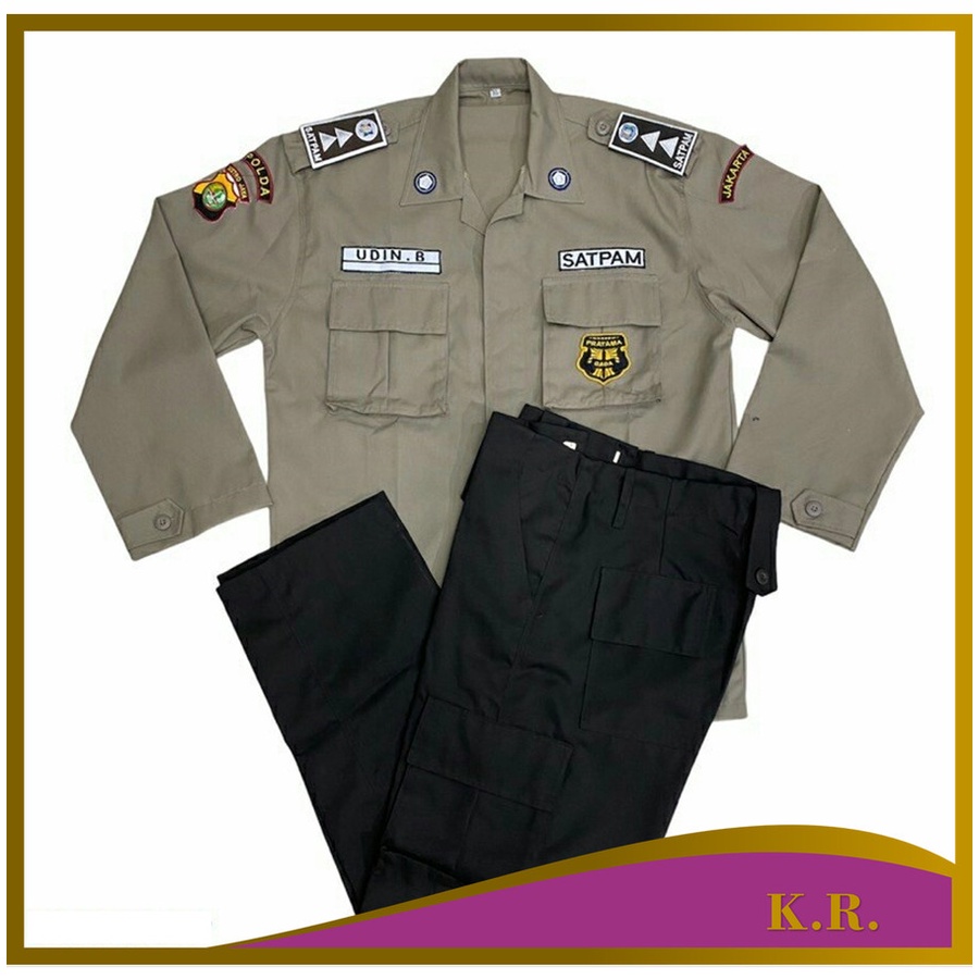Tersedia COD  Setelan seragam security pdl coklat seragam satpam baru lengan panjang