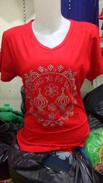 Blouse Kaos Spandek Merah Imlek Sincia