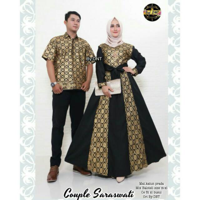 Sarimbit Batik Anggun Couple saraswati - Warna Merah, Tosca,Maroon,Biru,Kuning, hitam, latte- M L XL