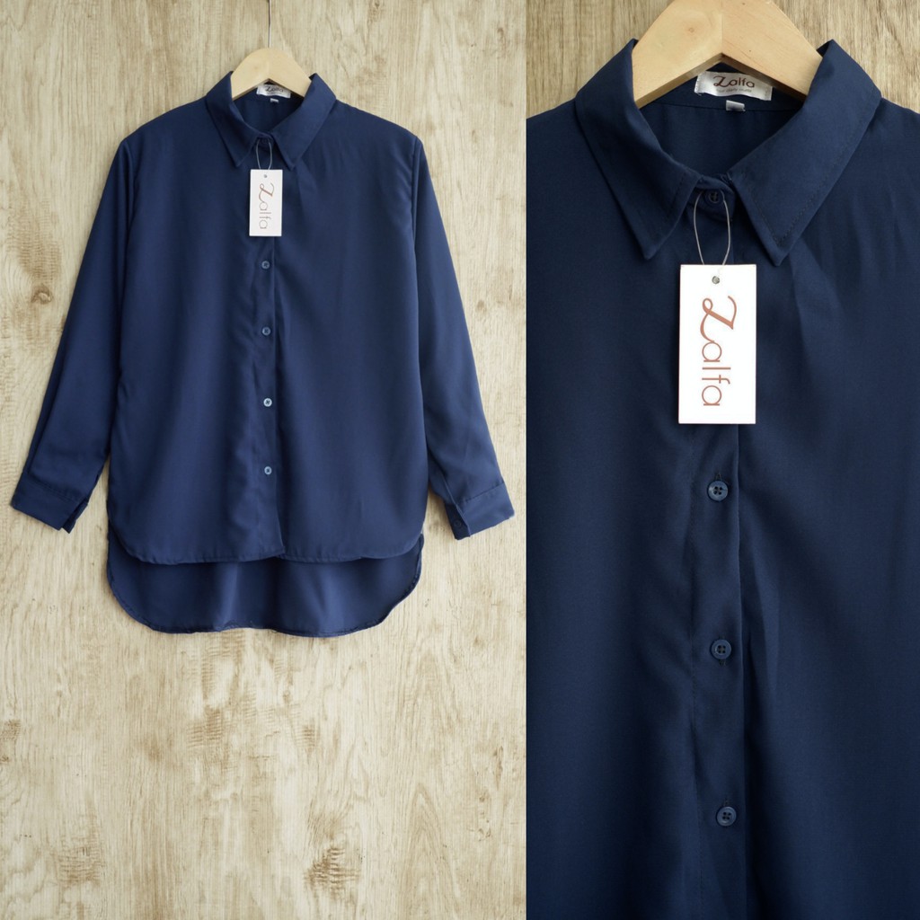 KEMEJA WANITA BASIC by ZALFA-Navy