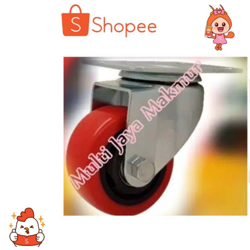 RODA PU MERAH HIDUP 4&quot;
