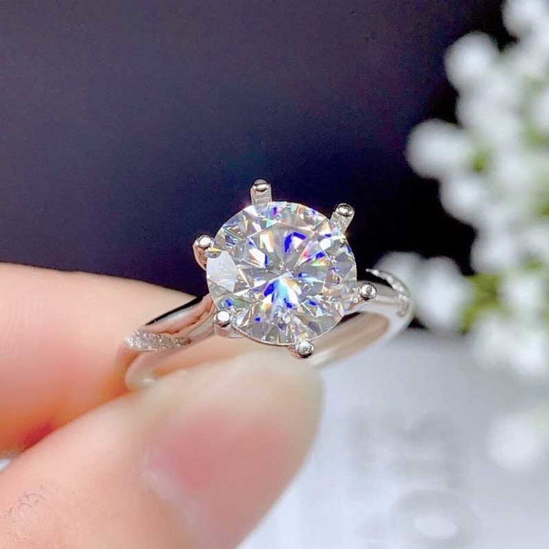S925 Sterling Perak Cincin Kristal Berlian Fashion Wanita Pertunangan Pernikahan Rings