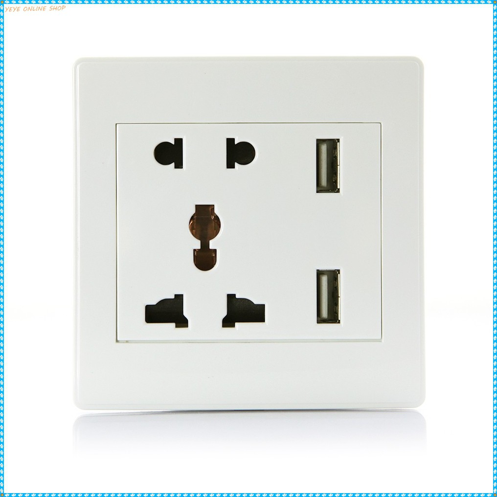 Wallplug Universal / stopkontak colokan listrik + 2 USB charger G971