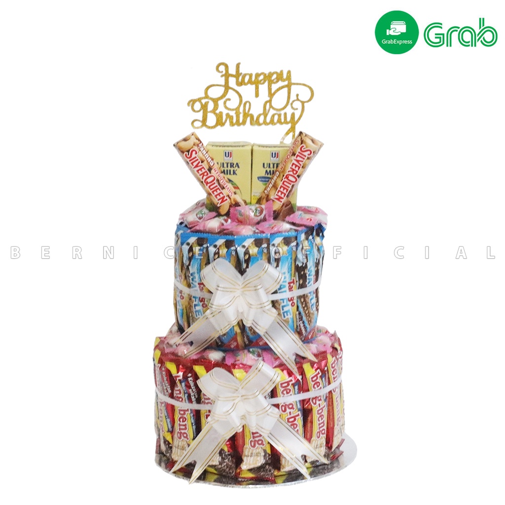 

KUE ULTAH Tar Ulang Tahun Snack 2 Tingkat Edisi Parcel 5 Item Happy Brithey