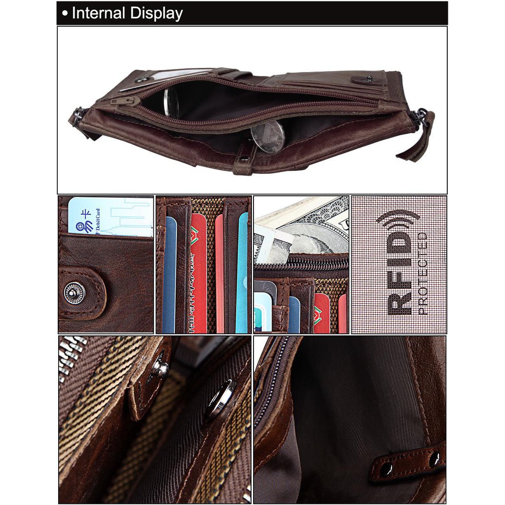 Bisa COD Real Pict Dompet pria cowok pendek kulit asli RFID PROTECTED import AEH50