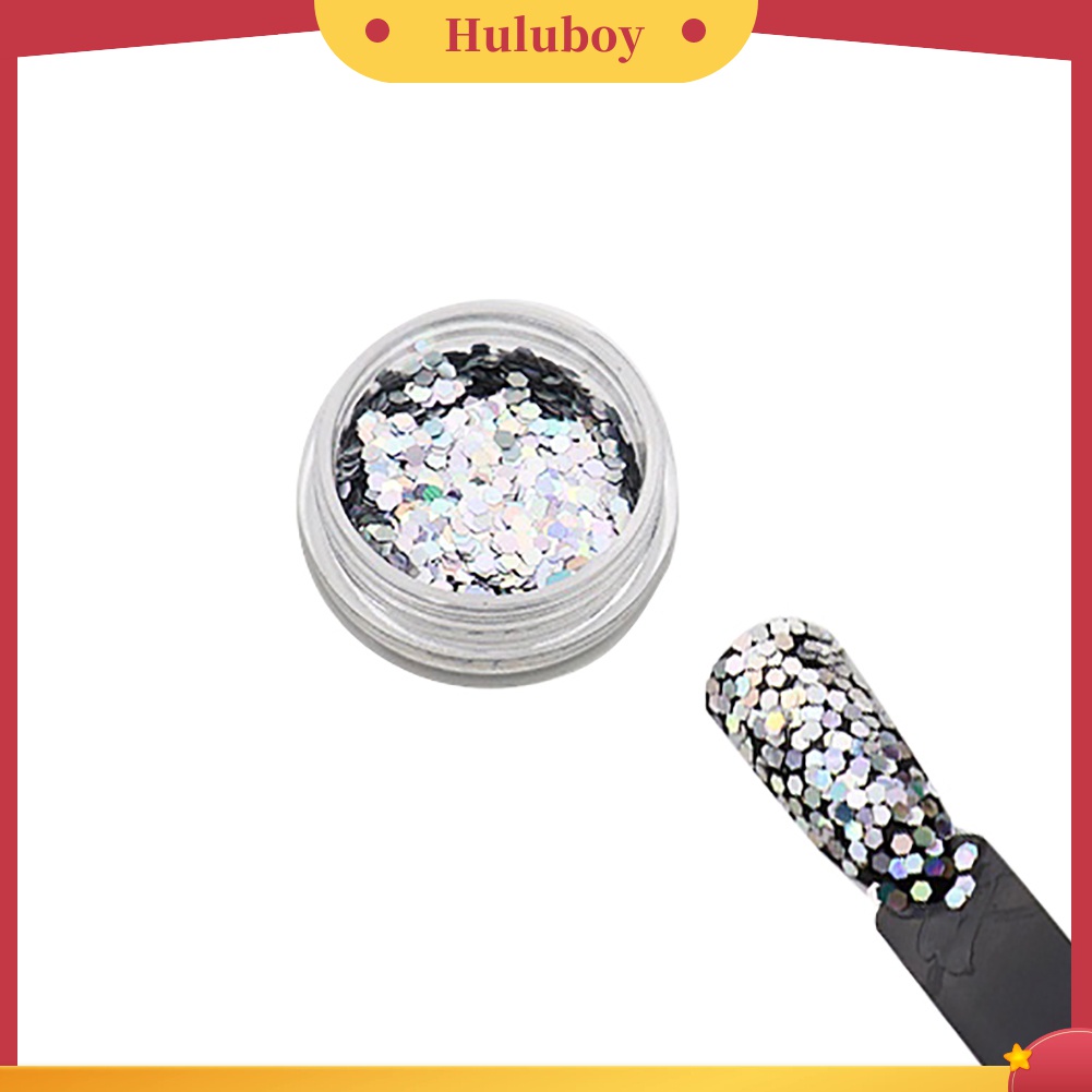 Huluboy Huluboy♡ 4 Kotak Payet Glitter Heksagonal Linear Untuk Dekorasi Nail Art Manicure