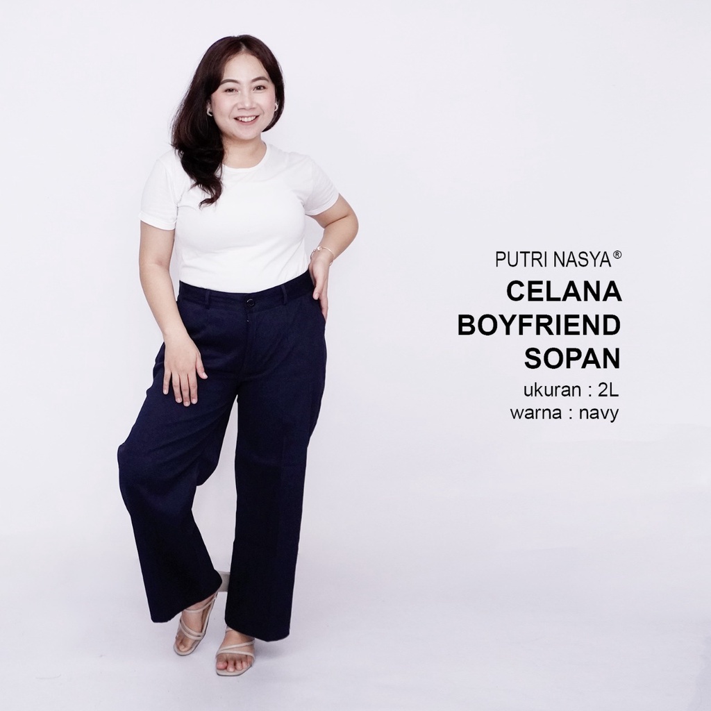 Celana Kerja Kantor Big Boyfriend Sopan Wanita / Celana Wanita Jumbo Keren/ Big size 8L,6L,5L,4L,2L,XL, all size / Celana Kerja Seragam Wanita Bigsize / Celana Bahan Wanita Formal Super Jumbo Kekinian