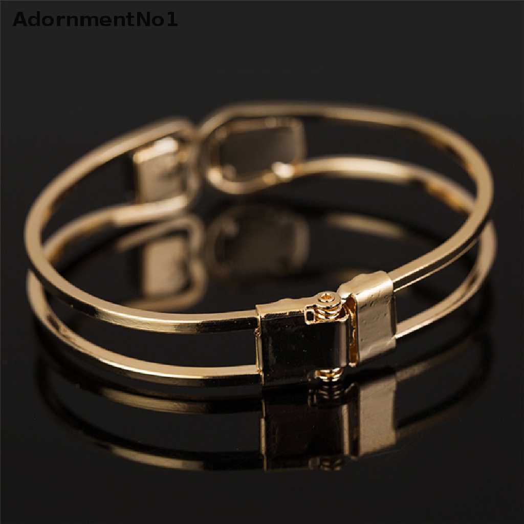 (AdornmentNo1) Gelang Bangle Cuff Lapis Emas Hias Kristal Berlian Imitasi Untuk Wanita