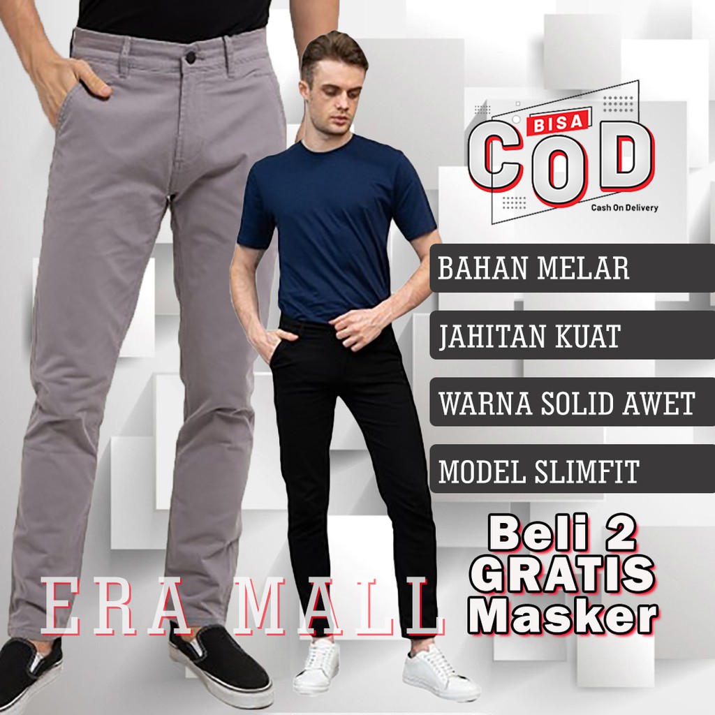 Celana Panjang Pria Chino Dewasa Chinos Cowok Slimfit Distro Premium Bahan Melar