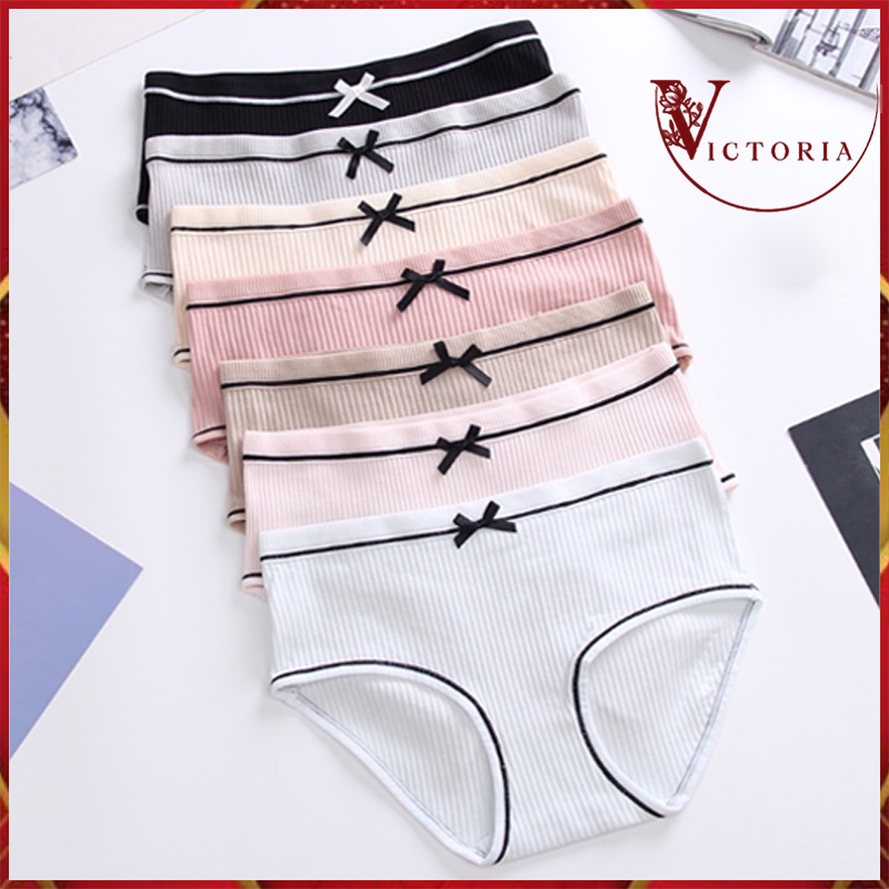 Victoria Underwear Wanita Polos Seamless Adem Cd Seamless Katun Import Celana Dalam Gaya Korea Cd Polos Fashion 2004