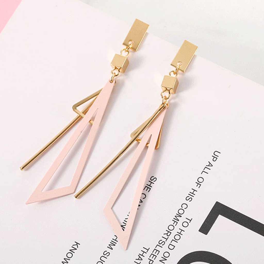 Hu Hu Hu Hu Hu Alat Bantu Pasang Kacamata♡ 1 Pasang Anting Menjuntai Bentuk Segitiga Geometris Warna-Warni Untuk Pernikahan