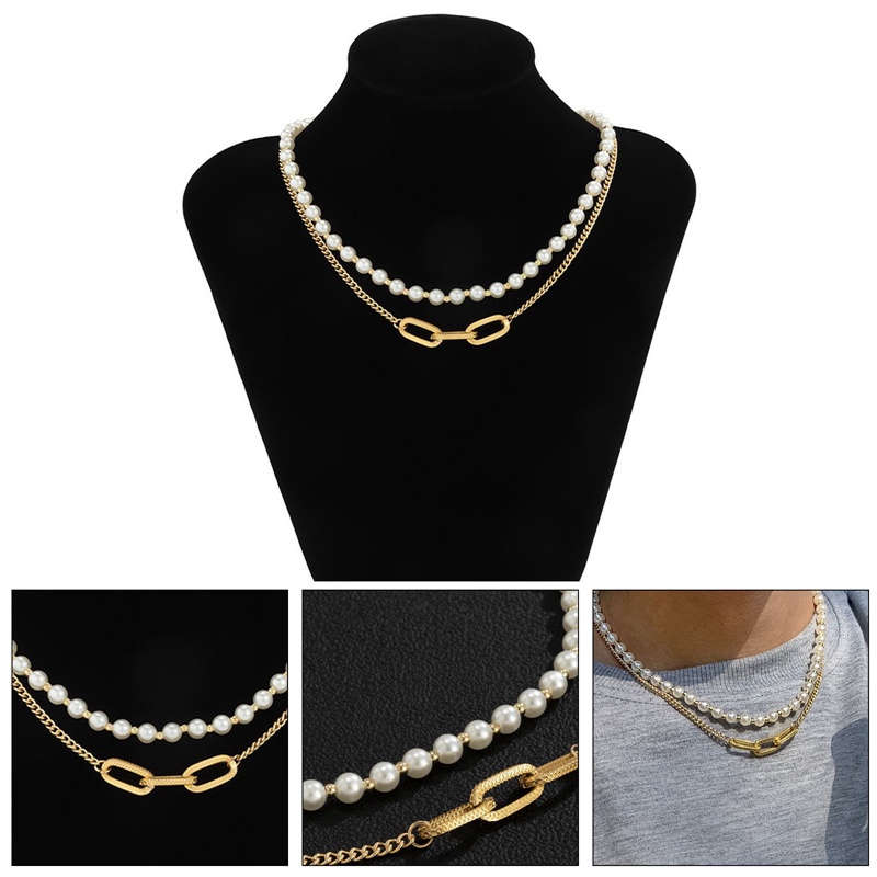Kalung Choker Rantai Klavikula Kristal Mutiara Turquoise Model Lapis Ganda Untuk Wanita