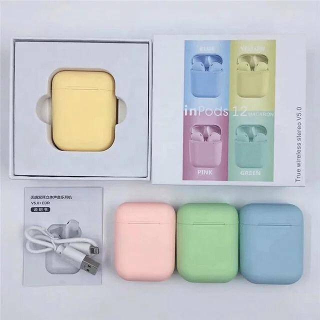 i12 Macaron Tws Headset Handsfree Earphone Bluetooth Wireless